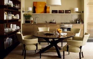 Dining room decorated with neutral beige